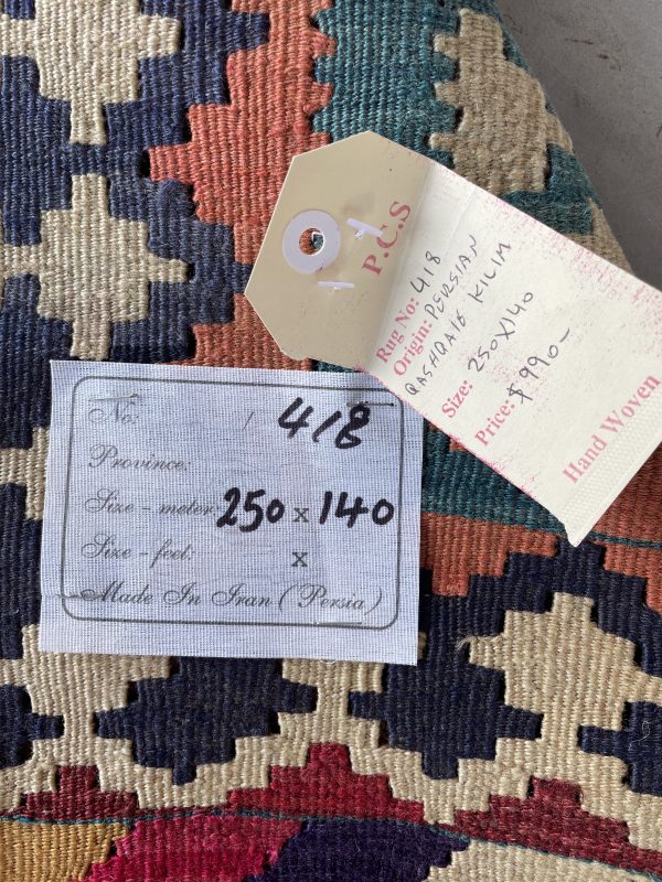 Persian Qashqaie Kilim 250 x 140 cm - Image 2