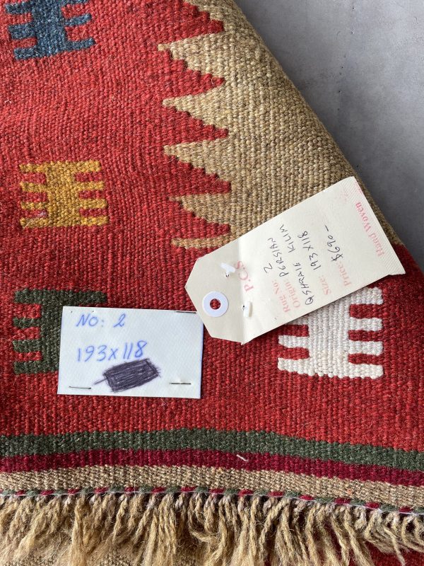 Persian Qashqaie Kilim 193 x 118 cm - Image 2