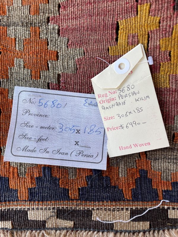 Persian Qashqaie Kilim 305 x 185 cm - Image 2
