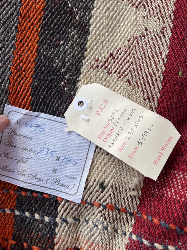 Persian Qashqaie Kilim 235 x 145 cm - Image 2
